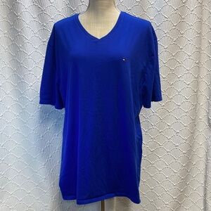 Tommy Hilfiger size XL Cobalt Blue V-Neck Short Sleeve Shirt casual comfy